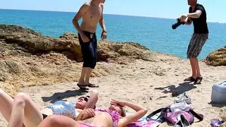 Sex on the Beach. Two friends meet two young female friends