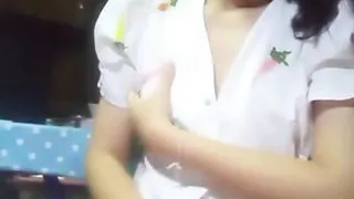 Asian masturbates at home