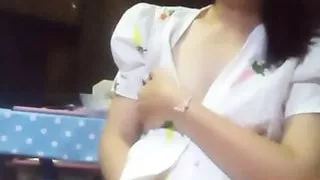 Asian girl masturbates at home alone