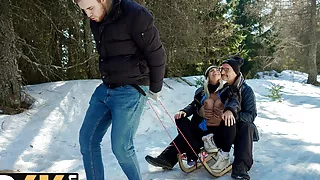 DADDY4K. Sled and Fireplace Adventure