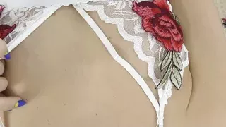 Solo girl Margot Hairy is using a glass dildo, in 4K