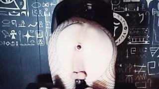 Goth Sissy exposes her holes