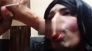 Priya sissy showing her sexy big dick with sexy butts and sucking sexy dildo deepthroat