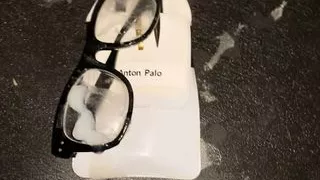 Shooting sperm on glasses and pocket protector