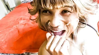 Amateur nubian babe gloats on facial cumshot from euro sugar