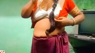 Desi Tamil teacher changes dress