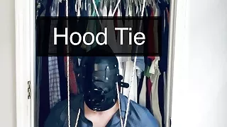 Selfbondage with large inflated plug and deep penis gag