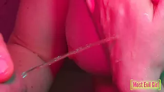 College girl gives blowjob with pissing and cumshot on tits in the shower