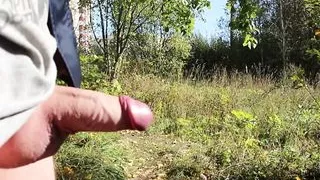 Alex Ray walks, masturbates and cums in nature