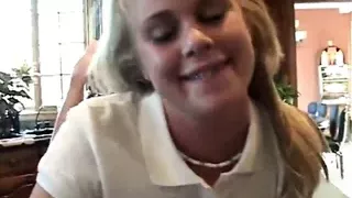 Little Summer laying on table masturbating her pussy