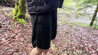 Masturbating in public, naked by the River