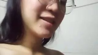 Asian masturbating alone at home