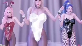 MMD Tara - Bunny Style Ahri Kaisa Seraphine Sexy Kpop Dance League of Legends KDA 4K 60FPS