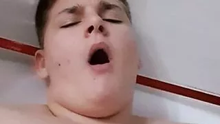 Fat boy cums with tied balls