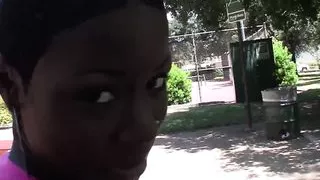 Ebony skin Chick Lux Play gets interracial fuck with big cock