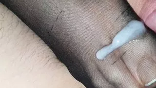 Cum on nylon feet and French toenails #14