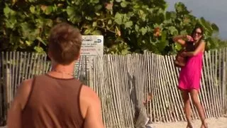 On the Beach he's looking for hot babes to fuck