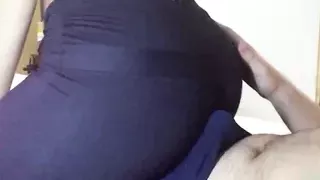 Ass rubbing in leggings till he cums in his underwear