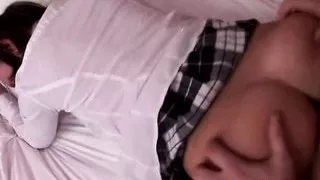 Hunk fingers brunette's holes before topping them with his cock