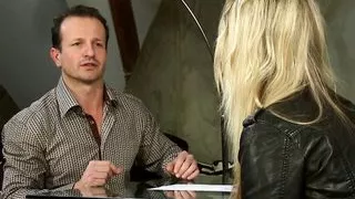 The blonde Christina pleases the cock with her hands