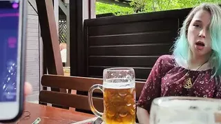 Remote orgasm control of my stepsister in pub!