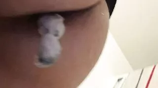 Horny at work. Various objects, anal stretching