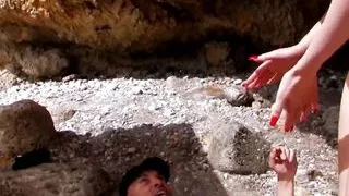 Small tits - Sofia Valentine getting demolished at the beach