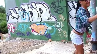 Caught by a cop Jenny gets anally fucked in the alley