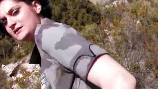 Brunette Olly Doll fucked in the ass by a soldier