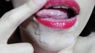 Facial on makeup! Cleaning it up and swallowing