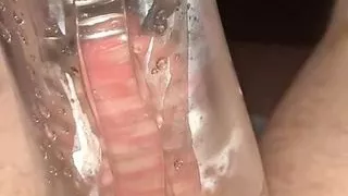 Me blowing my first load into the aviator (POV, closeup)