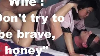 Cruel fuck on submissive cuckold