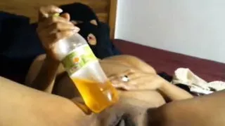 Indian bhabi playing with Big Boobs, Squeezing and Sucking and masturbation using items at night