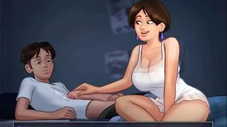 Summertime Saga: Cougar MILF Caught A Guy With His Big Dick In His Hands - Ep153