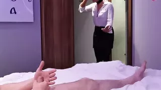 German blond teen secretary with glasses get business fuck