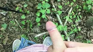 Teen twink pissing in the forest