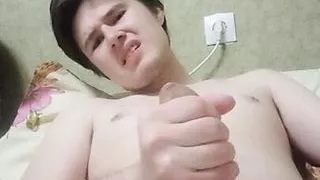 Hottie jerking big white cock for you