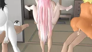 fucked three hot sexy girls with big boobs and juicy asses at once