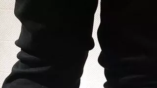 Peeing with boots on