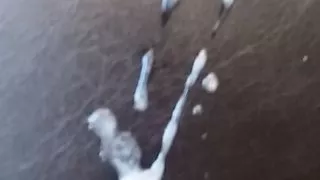 Amazing cumshot on a leather bar stool (it's that much cum) please comment