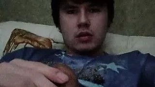 Sexy twink jerking hairy cock