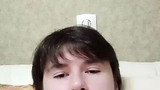 Beautiful boy shows big balls and cock