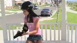 Skater teen masturbates on a bench
