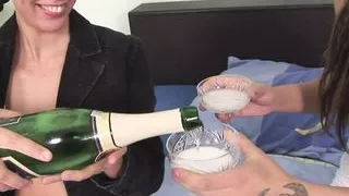 Two brunette lesbian friends fuck and play