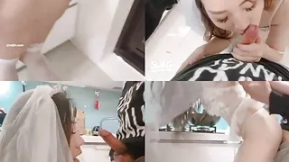 Hot Asian in wedding dress Got Fucked Hard in kitchen