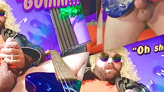 Rockstar CUMS On His Own Guitar!!