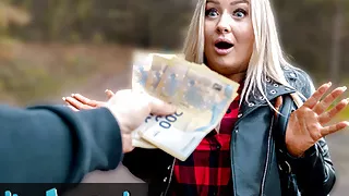 Public Agent – Beautiful Busty Blonde takes her clothes off in the woods before fucking