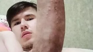 Cute sexy boy jerking and moaning