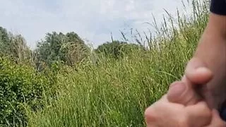 Jerking off in nature