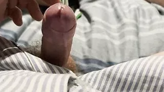 Massive cumshot just by softly playing with the head of my dick